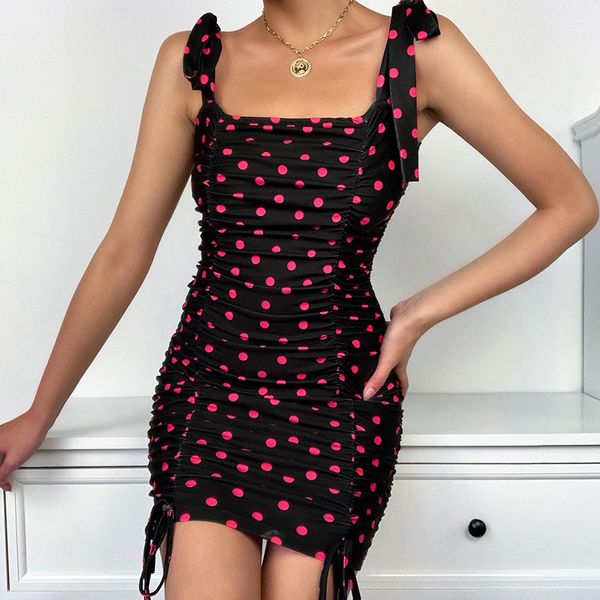 women polka dot dress sleeveless drawstring side ruched tank dress 2021 fashion elegant casual bodycon mini dresses, Black;gray
women polka dot dress sleeveless drawstring side ruched tank dress 2021 fashion elegant casual bodycon mini dresses, Black;gray