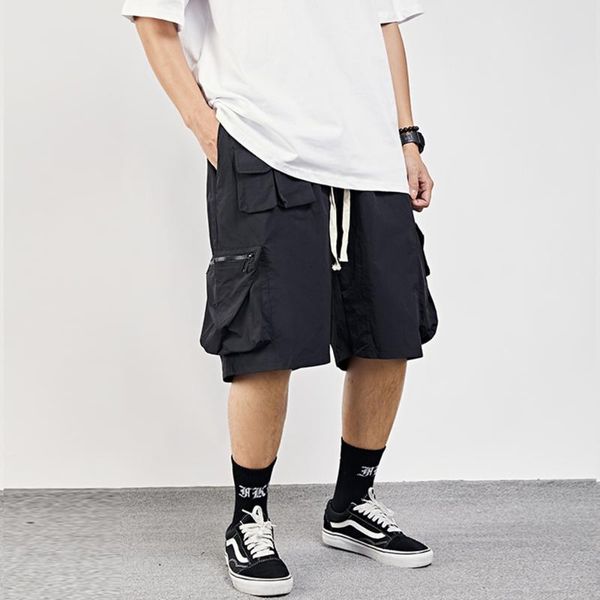men's shorts multi-pocket cargo mens summer safari style knee-length loose casual elastic waist half pants men, White;black
men's shorts multi-pocket cargo mens summer safari style knee-length loose casual elastic waist half pants men, White;black