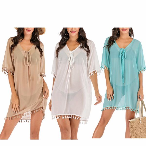 women's swimwear summer swimming cover ups drawstring beach dress shirt bikni sunprotections swimsuits beachwear bathing suits, White;black
women's swimwear summer swimming cover ups drawstring beach dress shirt bikni sunprotections swimsuits beachwear bathing suits, White;black