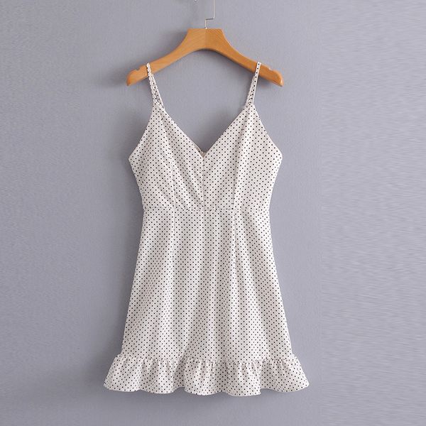 2019 spring women casual polka dot spaghetti strap dress v neck high waist a line mini dress female ruffles slim dress, Black;gray
2019 spring women casual polka dot spaghetti strap dress v neck high waist a line mini dress female ruffles slim dress, Black;gray