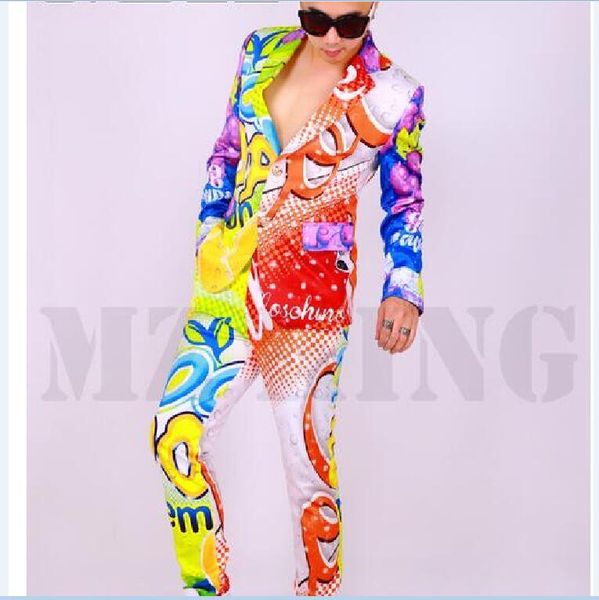 men's suits & blazers male singer gd trend of european and american fashion color graffiti stage personalized costumes suit sets, White;black
men's suits & blazers male singer gd trend of european and american fashion color graffiti stage personalized costumes suit sets, White;black