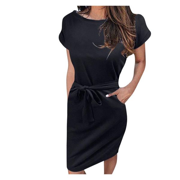 casual dresses women's summer short sleeve dress solid ladies t-shirt female tie waist with pockets beach party sundress robe, Black;gray
casual dresses women's summer short sleeve dress solid ladies t-shirt female tie waist with pockets beach party sundress robe, Black;gray