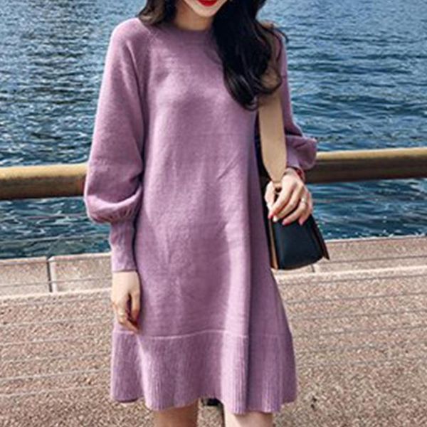 casual dresses autumn winter women solid color o neck long puff sleeve large hem knee-length dress, Black;gray
casual dresses autumn winter women solid color o neck long puff sleeve large hem knee-length dress, Black;gray