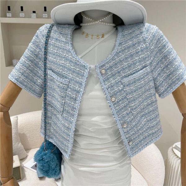 women's jackets summer elegant tweed short jackt coat women chic pearl single breasted sleeve plaid outwear female crop, Black;brown
women's jackets summer elegant tweed short jackt coat women chic pearl single breasted sleeve plaid outwear female crop, Black;brown