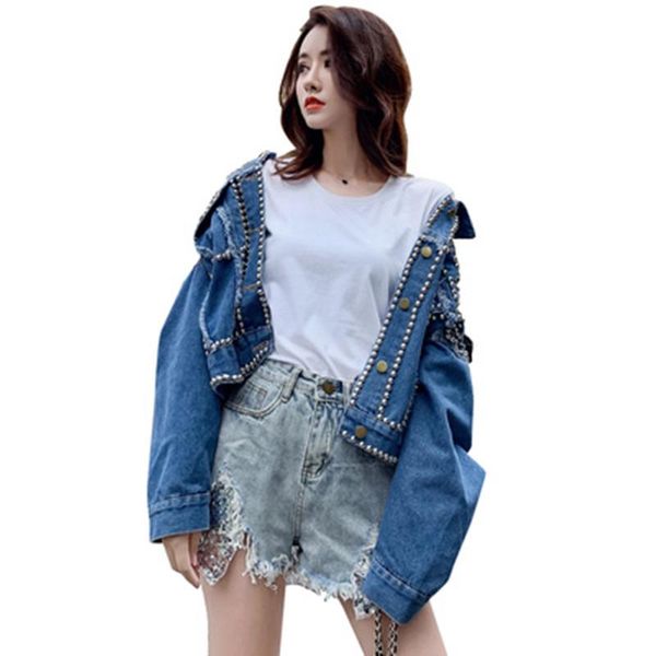 women's jackets 2021 autumn women harajuku blue denim jacket coat heavy hand beaded rivet short female jeans student basic coats outfit, Black;brown
women's jackets 2021 autumn women harajuku blue denim jacket coat heavy hand beaded rivet short female jeans student basic coats outfit, Black;brown