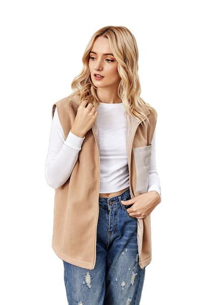 women's vests autumn coat simple and loose sleeveless sweater with pocket fashion zipper cardigan vest, Black;white
women's vests autumn coat simple and loose sleeveless sweater with pocket fashion zipper cardigan vest, Black;white