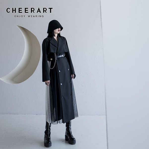 women's trench coats cheerart spring 2021 runway mesh coat women black double breasted patchowork long windbreaker clothes, Tan;black
women's trench coats cheerart spring 2021 runway mesh coat women black double breasted patchowork long windbreaker clothes, Tan;black