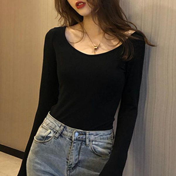 women's t-shirt the solid color backless women t-shirts long sleeve simple fashion basic slim pullover t shirt autumn crop, White
women's t-shirt the solid color backless women t-shirts long sleeve simple fashion basic slim pullover t shirt autumn crop, White