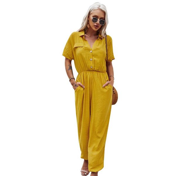 women's jumpsuits & rompers summer solid office ladies elegant loose high waist turn down collar short sleeve with buttons female jumps, Black;white
women's jumpsuits & rompers summer solid office ladies elegant loose high waist turn down collar short sleeve with buttons female jumps, Black;white