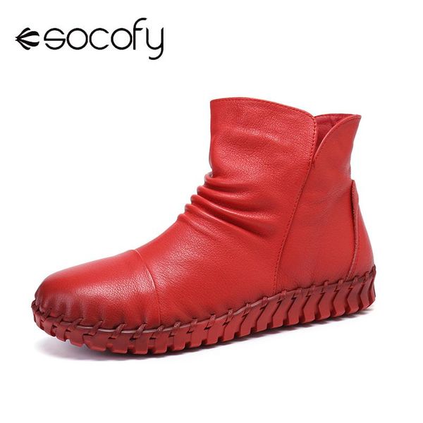 boots socofy ladies shoe solid color folds soft cowhide leather hand-sewn splicing comfy sole flat short fashion ankle boot, Black
boots socofy ladies shoe solid color folds soft cowhide leather hand-sewn splicing comfy sole flat short fashion ankle boot, Black