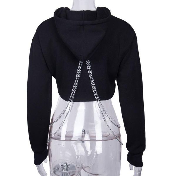 women's hoodies & sweatshirts hooded iron chain cropped deng ziqi vibrato with the same suit dance, Black
women's hoodies & sweatshirts hooded iron chain cropped deng ziqi vibrato with the same suit dance, Black