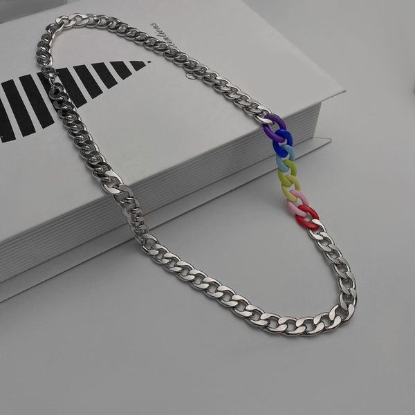 chains 2021 fashion trendy rainbow cuban chain hip hop titanium steel non fading necklace for men women punk party jewelry, Silver
chains 2021 fashion trendy rainbow cuban chain hip hop titanium steel non fading necklace for men women punk party jewelry, Silver