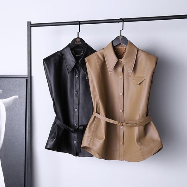 women's leather & faux autumn spring sheepskin waistcoat genuine a shape vest c985, Black
women's leather & faux autumn spring sheepskin waistcoat genuine a shape vest c985, Black