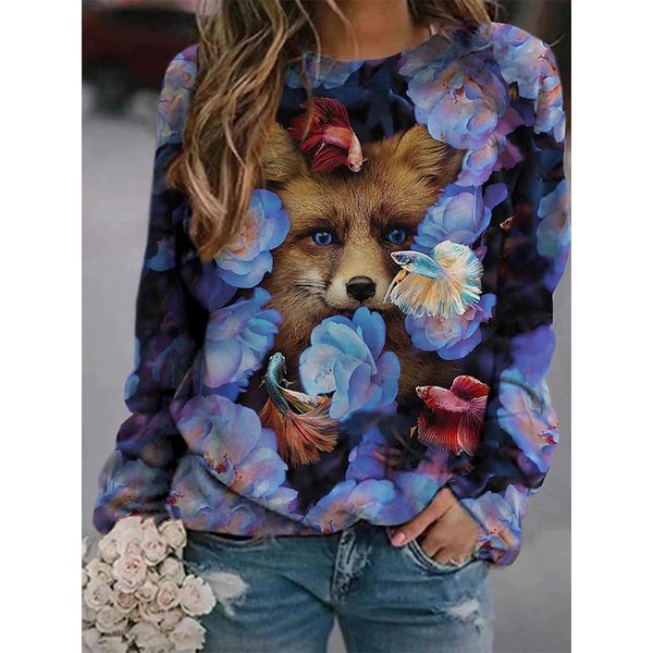 flower and dog women s fashion 3d printing short slim t-shirt autumn long sleeve round neck basic casual, White
flower and dog women s fashion 3d printing short slim t-shirt autumn long sleeve round neck basic casual, White