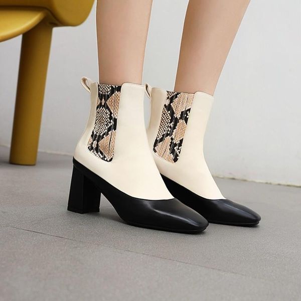 boots 2021 autumn winter snake print mixed colors retro square toe ankle heel all match women shoes oversize 33-49, Black
boots 2021 autumn winter snake print mixed colors retro square toe ankle heel all match women shoes oversize 33-49, Black