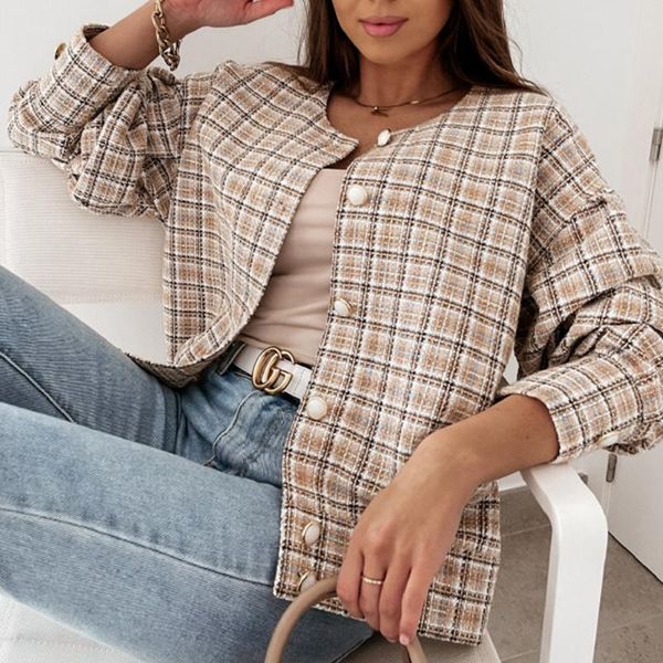 women's jackets 2021 spring fashion women plaid elegant single-breasted cardigan outwear casual long sleeve ladies coats streetwear, Black;brown
women's jackets 2021 spring fashion women plaid elegant single-breasted cardigan outwear casual long sleeve ladies coats streetwear, Black;brown