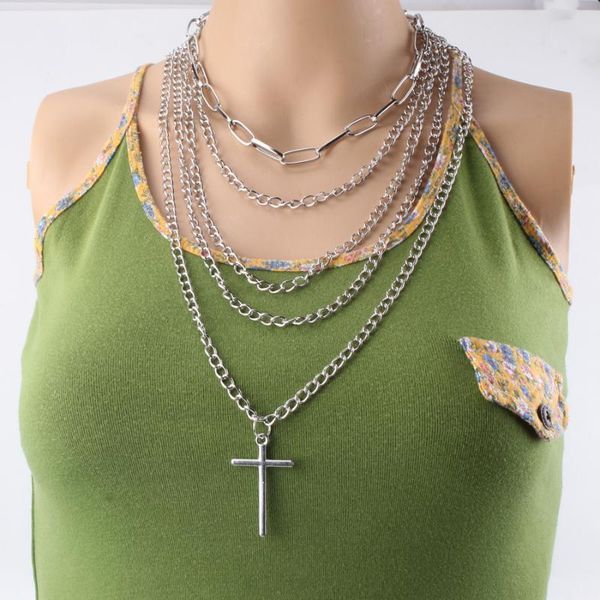 pendant necklaces hip hop trendy exaggerate multilayer chain chokers fashion simple punk cross jewelry for women kolye, Silver
pendant necklaces hip hop trendy exaggerate multilayer chain chokers fashion simple punk cross jewelry for women kolye, Silver