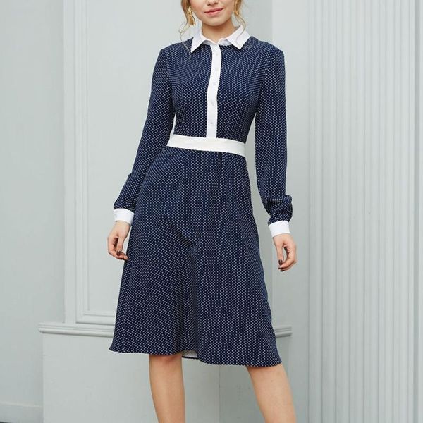 casual dresses autumn 2021 arrivals female dress polka dot stitching contrast color lapel long-sleeved retro, Black;gray
casual dresses autumn 2021 arrivals female dress polka dot stitching contrast color lapel long-sleeved retro, Black;gray