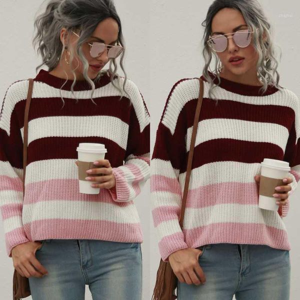 trendy knitted striped woman sweaters long sleeve round neck for women fashion stitching women's, White;black
trendy knitted striped woman sweaters long sleeve round neck for women fashion stitching women's, White;black
