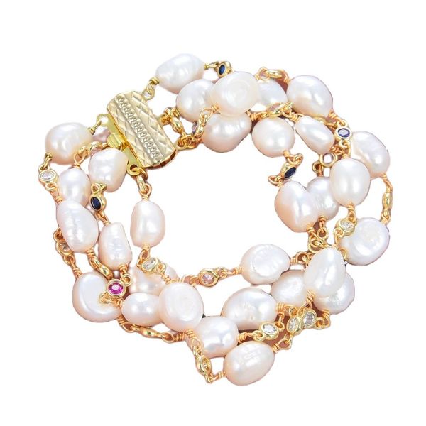 guaiguai jewelry 4 strands freshwater white baroque pearl multi color cz chain bracelet handmade for women real lady fashion jewellry, Black
guaiguai jewelry 4 strands freshwater white baroque pearl multi color cz chain bracelet handmade for women real lady fashion jewellry, Black