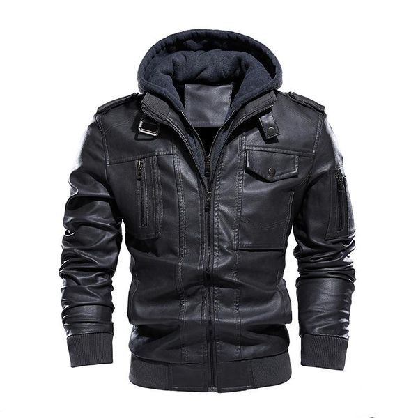 men's fur & faux drop 2021 leather jacket casual brown motorcycle with removable hood vintage jackets for men, Black
men's fur & faux drop 2021 leather jacket casual brown motorcycle with removable hood vintage jackets for men, Black