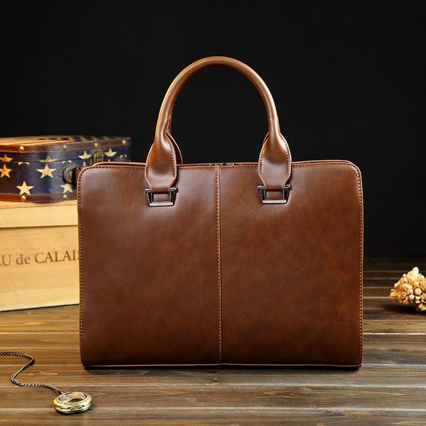 men's selling handbag computer crazy horse pu