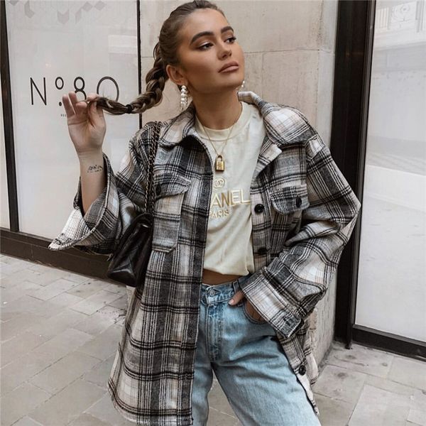 2021 new women plaid coat elegant ladies turn down collar coats long sleeve autumn jackets female outwear fmfe, Black;brown
2021 new women plaid coat elegant ladies turn down collar coats long sleeve autumn jackets female outwear fmfe, Black;brown