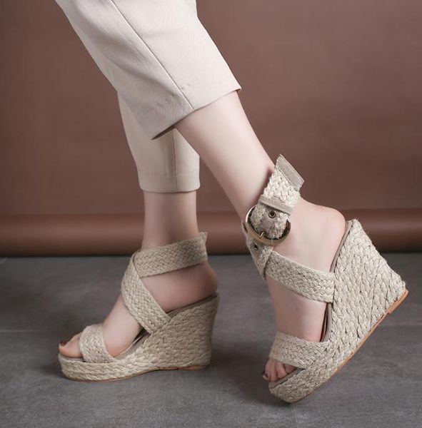 sandals foreign trade large size wedge heel women european and american solid color linen woven high, Black
sandals foreign trade large size wedge heel women european and american solid color linen woven high, Black