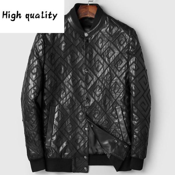 men's leather & faux goatskin jacket spring autumn genuine bomber men casual short luxury coat, Black
men's leather & faux goatskin jacket spring autumn genuine bomber men casual short luxury coat, Black
