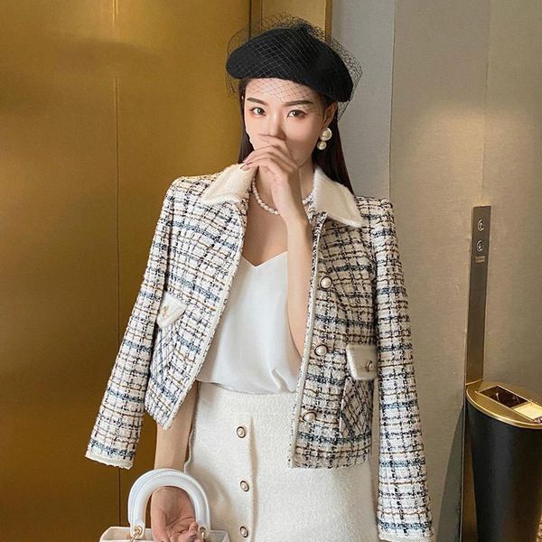 women's wool & blends white plaid jacket female 2021 autumn and winter ladies temperament age-reducing fashion women's top, Black
women's wool & blends white plaid jacket female 2021 autumn and winter ladies temperament age-reducing fashion women's top, Black