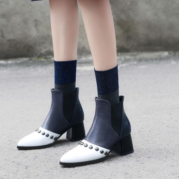 boots women fashion casual ladies shoes leather buckle short high heeled rivet pointed for femme, Black
boots women fashion casual ladies shoes leather buckle short high heeled rivet pointed for femme, Black