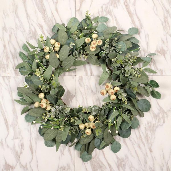 eucalyptus wreath artificial green leaves wreath with white berries for front door decoration
eucalyptus wreath artificial green leaves wreath with white berries for front door decoration