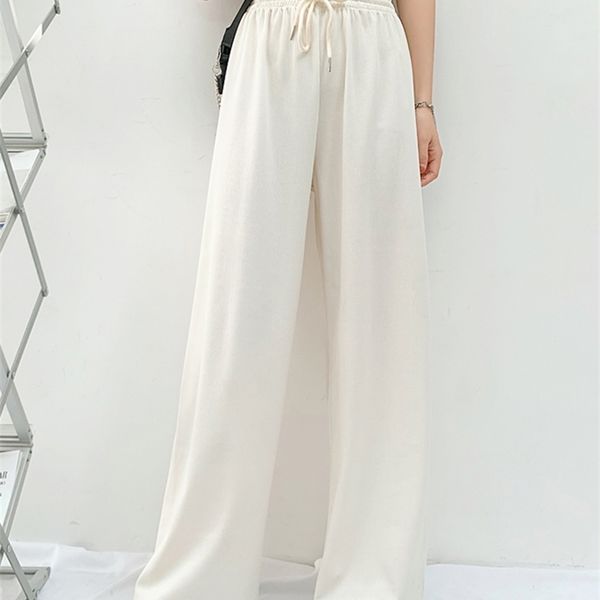 jielur ice silk wide leg pants women high-waisted spring summer loose straight trousers casual white pink blue pantalones femme 210915, Black;white
jielur ice silk wide leg pants women high-waisted spring summer loose straight trousers casual white pink blue pantalones femme 210915, Black;white