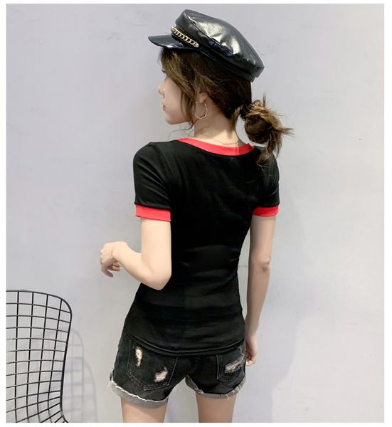 2021 new summer fashion korean clothes t-shirt contrast color print women ropa mujer short sleeve all match tees t06630 c5lv, White
2021 new summer fashion korean clothes t-shirt contrast color print women ropa mujer short sleeve all match tees t06630 c5lv, White