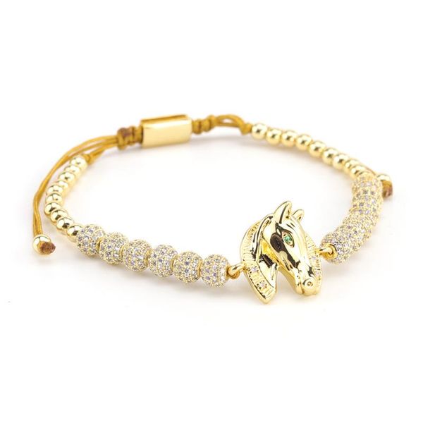 charm bracelets luxury cz horse head bracelet ball copper beads braided adjustable handmade men bangles for women jewelry, Golden;silver
charm bracelets luxury cz horse head bracelet ball copper beads braided adjustable handmade men bangles for women jewelry, Golden;silver