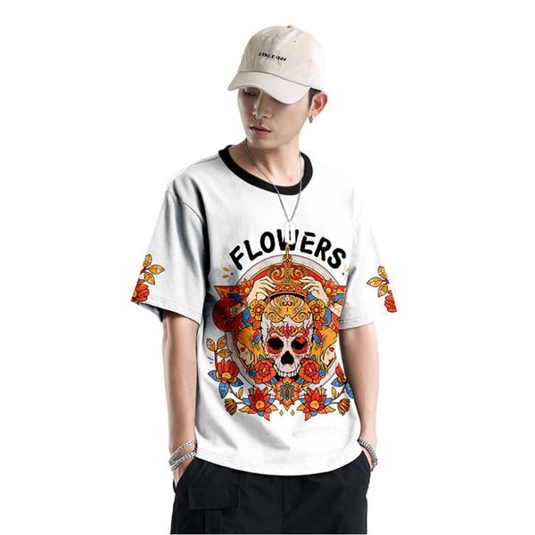 men's t-shirts summer short sleeve t-shirt casual o-neck white floral skull print oversize 6xl, White;black
men's t-shirts summer short sleeve t-shirt casual o-neck white floral skull print oversize 6xl, White;black