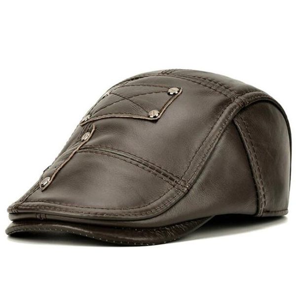 berets snapback cap natural genuine leather hat cowhide adjustable size personality winter men's plus velvet warm earmuffs caps, Blue;gray
berets snapback cap natural genuine leather hat cowhide adjustable size personality winter men's plus velvet warm earmuffs caps, Blue;gray