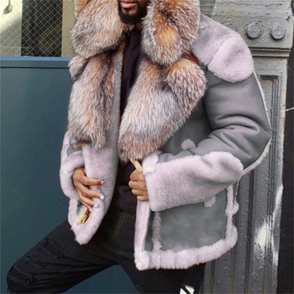 men solid short wool collar fur coat stand collar retro windproof and warmcomfort fashion travel commuting, Black
men solid short wool collar fur coat stand collar retro windproof and warmcomfort fashion travel commuting, Black