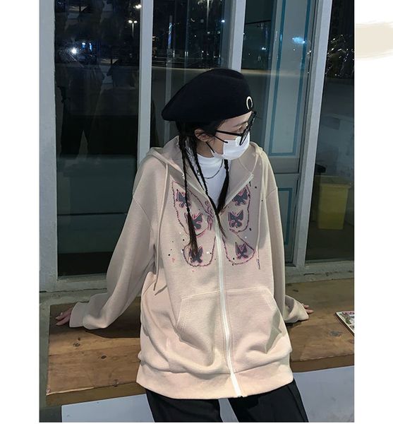 khaki zip hooded sweatshirt waffle winter jacket oversized hoodie butterfly retro pocket woman clothes long sleevepullover, Black
khaki zip hooded sweatshirt waffle winter jacket oversized hoodie butterfly retro pocket woman clothes long sleevepullover, Black