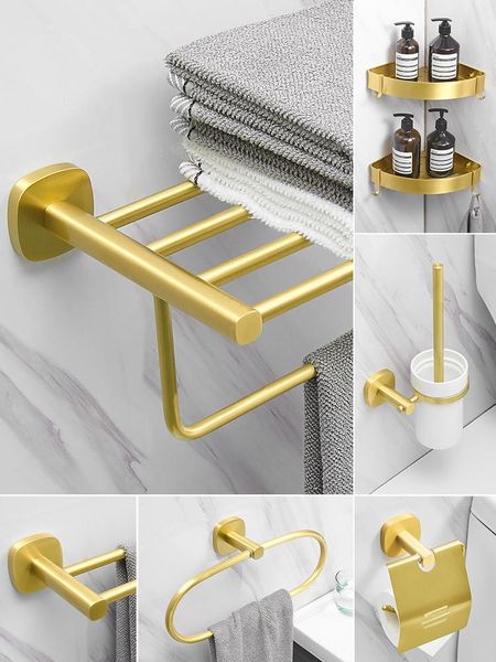 bathroom accessories set aluminum brushed gold towel rack towel bar toilet brush holder corner shelf paper holder bath hardware
bathroom accessories set aluminum brushed gold towel rack towel bar toilet brush holder corner shelf paper holder bath hardware