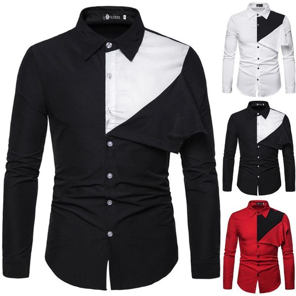 men's casual shirts color block blouses muscle patchwork contrast mens long sleeve button down shirt slim fit blouse office tee, White;black
men's casual shirts color block blouses muscle patchwork contrast mens long sleeve button down shirt slim fit blouse office tee, White;black