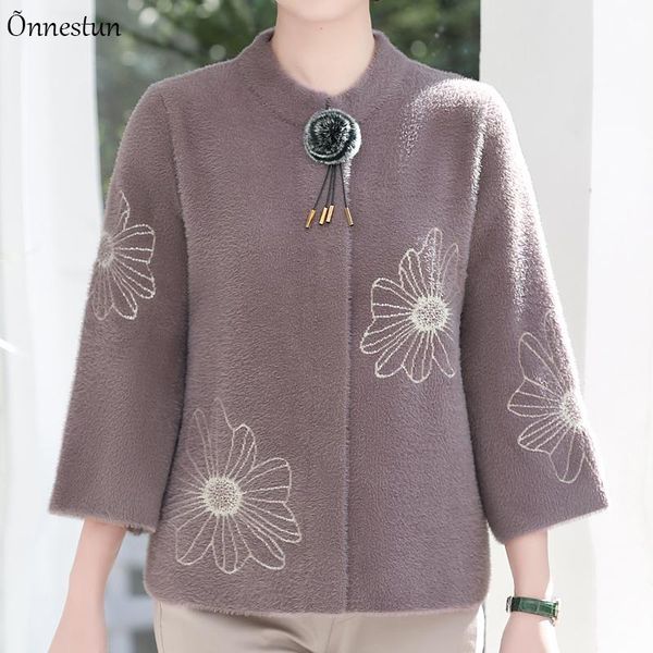 women's knits & tees woman sweaters coat autumn knitted female cardigan mother jumper women clothes mohair embroidery, White
women's knits & tees woman sweaters coat autumn knitted female cardigan mother jumper women clothes mohair embroidery, White