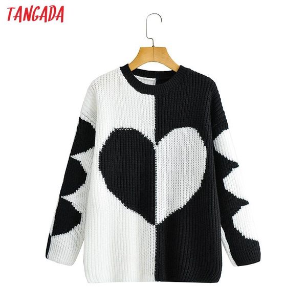 women's sweaters tangada women 2021 fashion elegant heart knitted sweater jumper o neck female oversize pullovers chic bc155, White;black
women's sweaters tangada women 2021 fashion elegant heart knitted sweater jumper o neck female oversize pullovers chic bc155, White;black