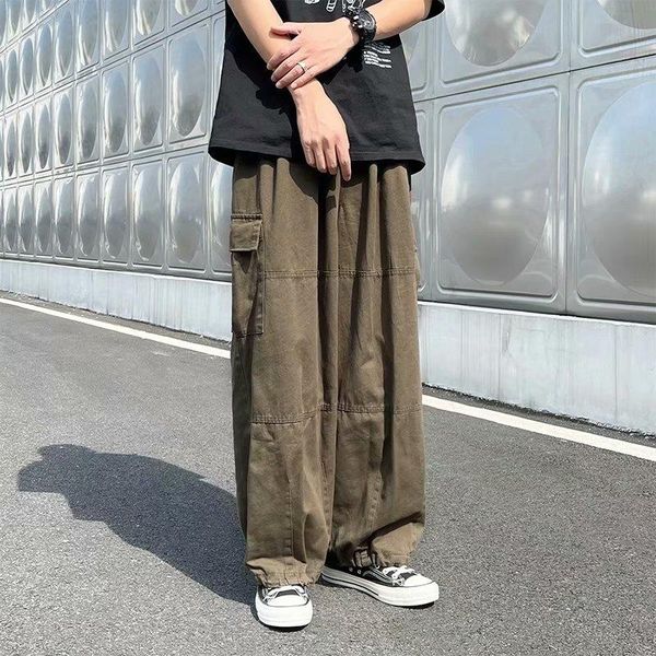 men's pants 2021 falling wide leg overalls korean fashion japanese style big pockets loose casual straight-leg trousers, Black
men's pants 2021 falling wide leg overalls korean fashion japanese style big pockets loose casual straight-leg trousers, Black