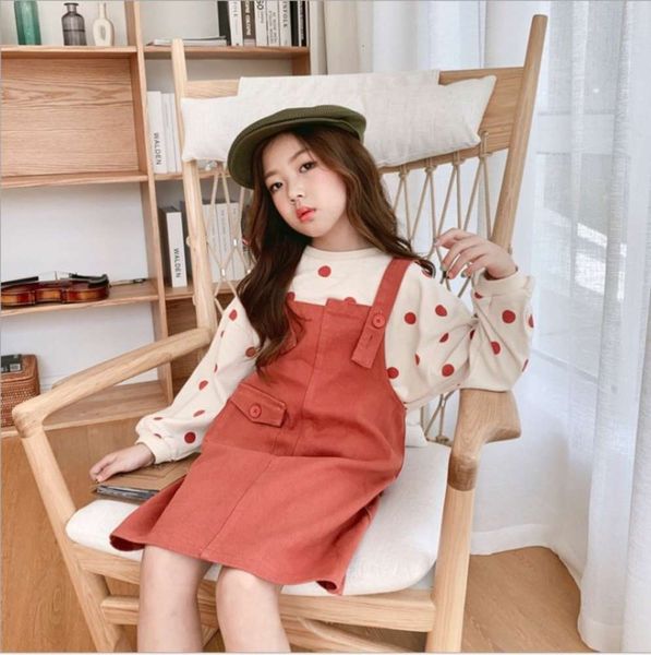 wear autumn 2020 new girls' korean round dot suspender suit two piece big children's sweater skirt, Blue
wear autumn 2020 new girls' korean round dot suspender suit two piece big children's sweater skirt, Blue