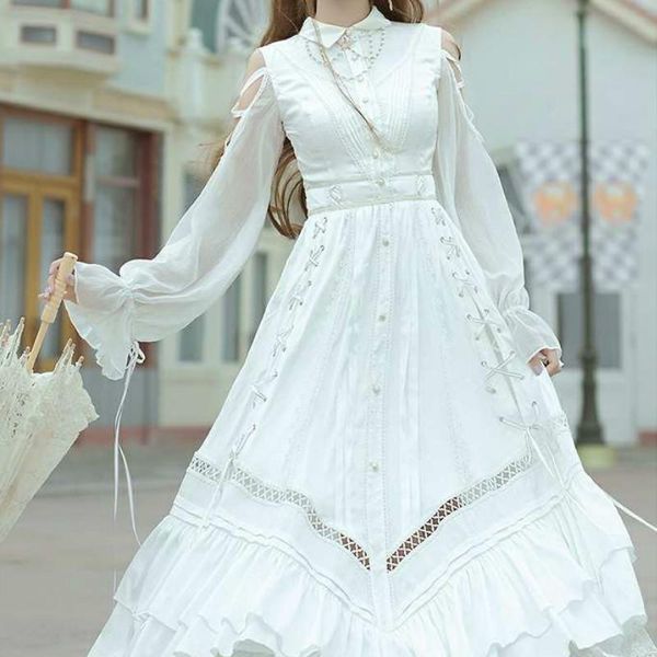 casual dresses spring/autumn high-end design japanese girl lolita dress mid-length pure color french retro fairy tender princess, Black;gray
casual dresses spring/autumn high-end design japanese girl lolita dress mid-length pure color french retro fairy tender princess, Black;gray