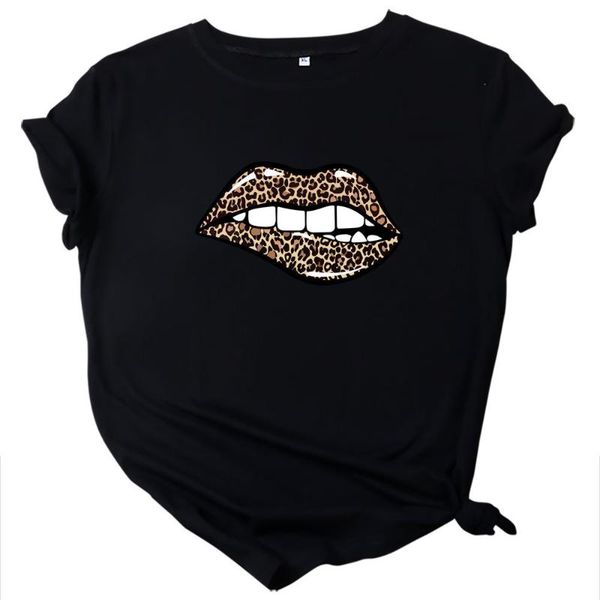 women's t-shirt goth drop woman leopard lip tshirt casual short sleeve female tee, White
women's t-shirt goth drop woman leopard lip tshirt casual short sleeve female tee, White