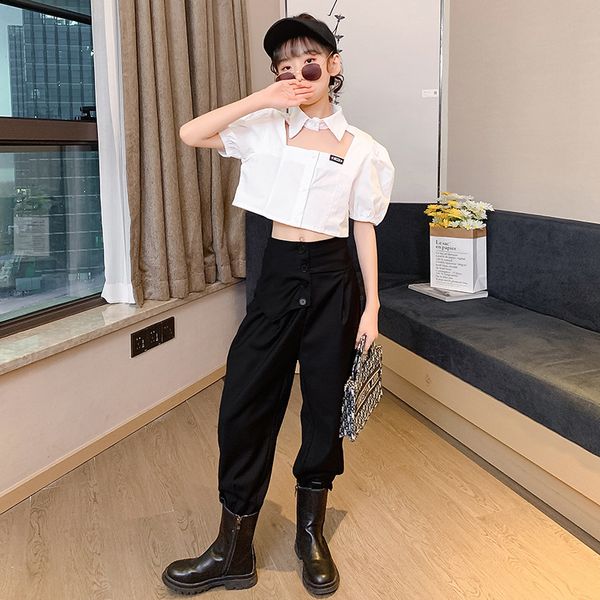 girls shirt + pants sets kids spring autumn cool teenagers outfits children clothing sets tracksuit sportswear suit, White 
girls shirt + pants sets kids spring autumn cool teenagers outfits children clothing sets tracksuit sportswear suit, White