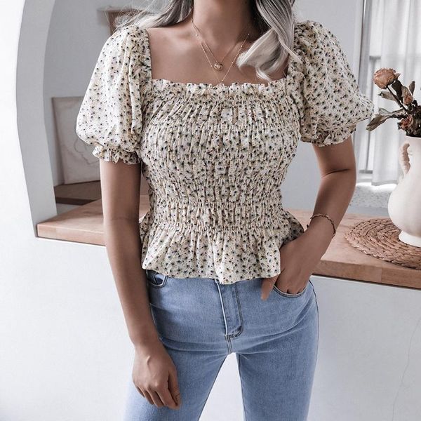 women's blouses & shirts chiffon shirt women square neck puff short sleeve ruffle floral print elegant summer slim 2021 blouse blusa mu, White
women's blouses & shirts chiffon shirt women square neck puff short sleeve ruffle floral print elegant summer slim 2021 blouse blusa mu, White