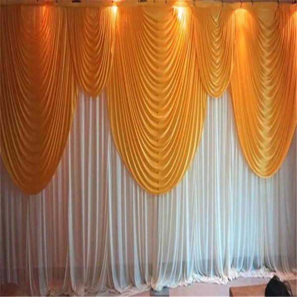 party decoration 6m/20ft (w) x 3m/10ft (h) white wedding backdrop curtain with gold swags props background vei
party decoration 6m/20ft (w) x 3m/10ft (h) white wedding backdrop curtain with gold swags props background vei